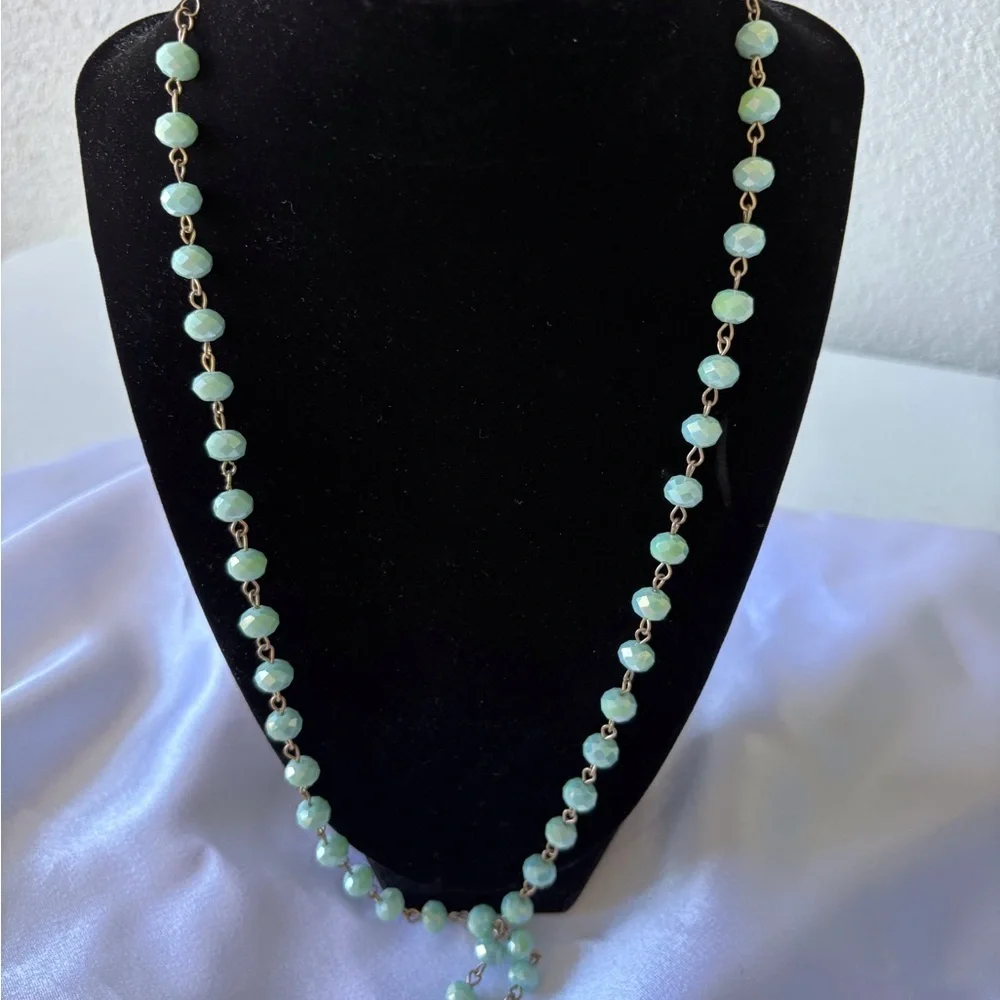 Long Beaded Necklace with‎ Gold Pendant Party Office Statement Fairy